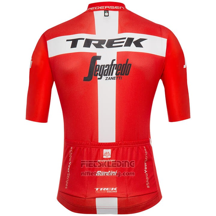2018 Fietskleding Trek Segafredo Kampioen Denemarken Korte Mouwen en Koersbroek